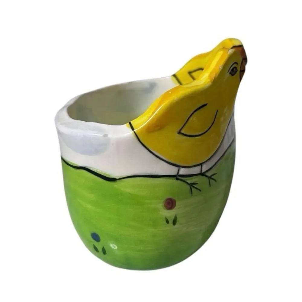 Vtg Andrea West For Sigma Tastesetter Candy Dish Bowl Green Yellow Ceramic Chic
